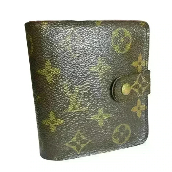 LOUIS VUITTON LV Bi-Fold Monogram Wallet Brown Compact Zip Ladies